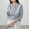 French Round Neck Seven Quarter Sleeved Shirt for Women, 2026 Spring Fashion, Loose and Versatile Commuting Shirt