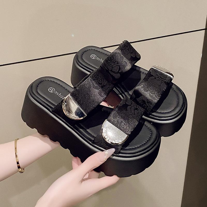 Fashion 7.5CM Casual Wedge Slippers Women New Summer Non Slip Platform Sandals Woman Open Toe Comfortable Female Chunky Beach Slippers