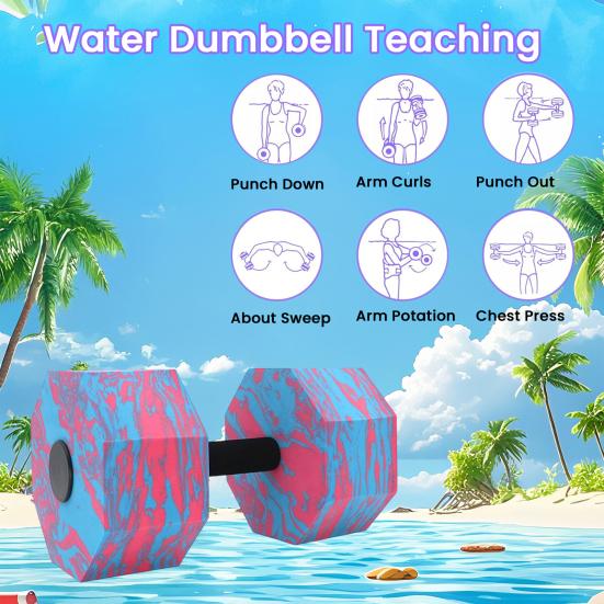 Water Sports Dumbbells Lightweight High-Density EVA Foam Barbells Easy to Grasp Men Women Fitness Dumbbells