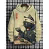 Cartoon Space Cat Graphic Hoodies For Men Women In Pullover Sweatshirt Tracksuit Coat Men's Oversized Sport Hoody Coat