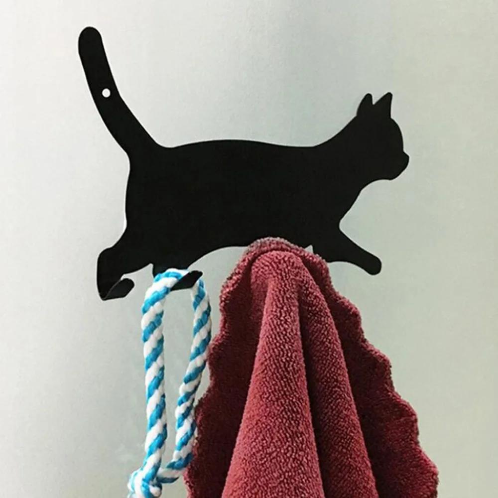 Kitchen Wall Door Metal Hook Key Hanger Cat Tail Shaped Decorative Holder Clothes Storage Rack Seamless Hook Tool Accessories