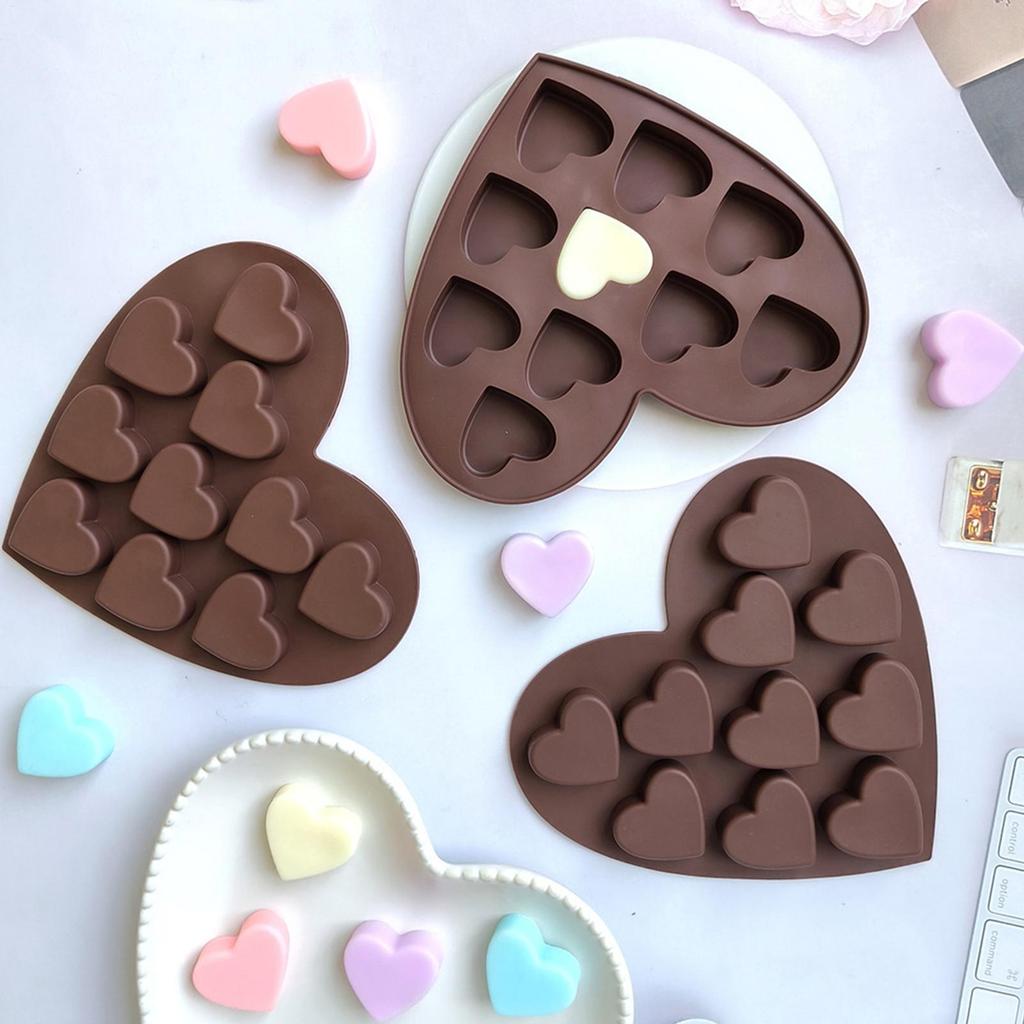 Heart-shaped Silicone Chocolate Mold 10 Grids Easy To Release Food Grade Baking Mold Candy Pudding Dessert Mold Cake Decoration