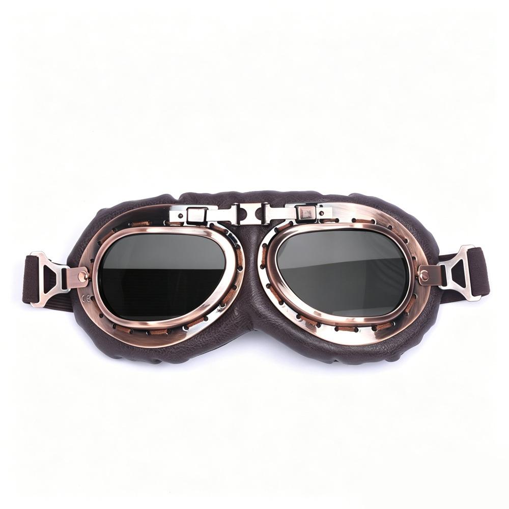 Retro Harley motorcycle helmet goggles, outdoor sand-proof and off-road riding glasses, windproof and bronze-colored goggles
