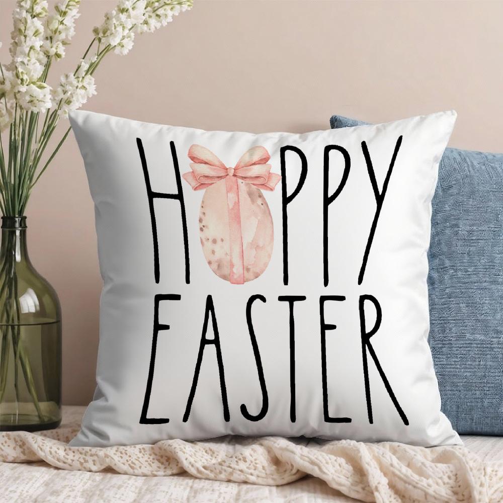 Cute Bunny Cushion Cover Farmhouse Home Decor Pillowcase Cartoon Rabbit Printed Cushion Pillows Cover Happy Easter Decorations