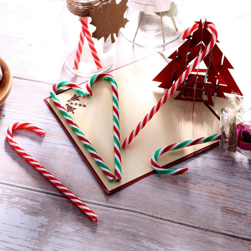 

ABWR-96Pcs Christmas Plastic Fake Candy Canes Twisted Crutch For Christmas Tree Hanging Decorations