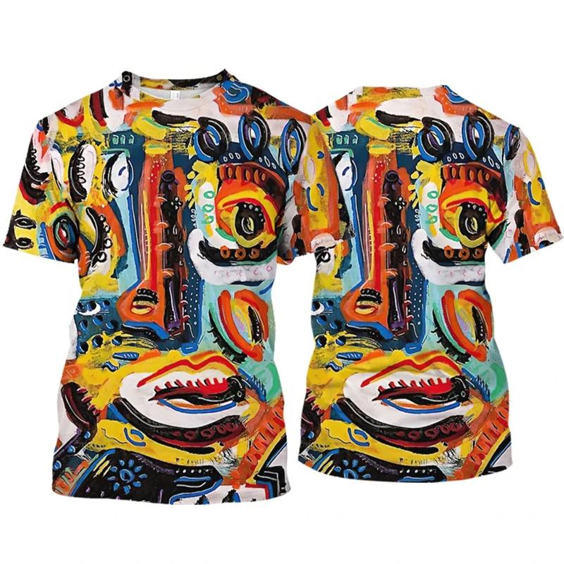 3D Printed Face Graphic T-Shirts  Personalized Abstract Fashion Casual Loose Round Neck Men's and Women's Unisex T-shirts