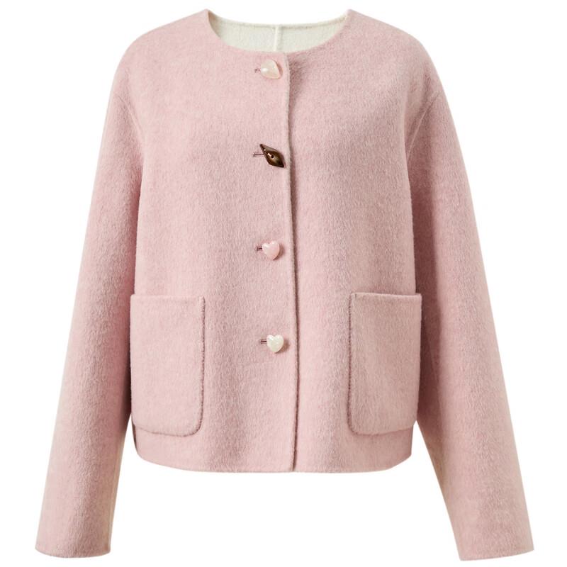 Sancai Women's 100% Lamb Wool Double-faced Short Winter Coat