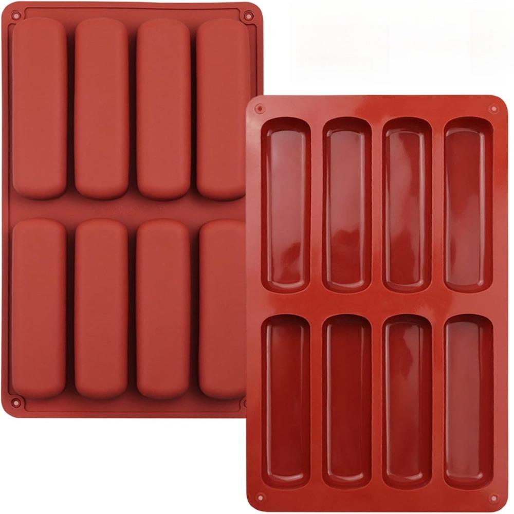 Finger Biscuit Silicone Mould 8 Cavities Cereal Bars Baking Mould Nonstick Chocolate Bar Mold for Eclair Bread Muffin Mould