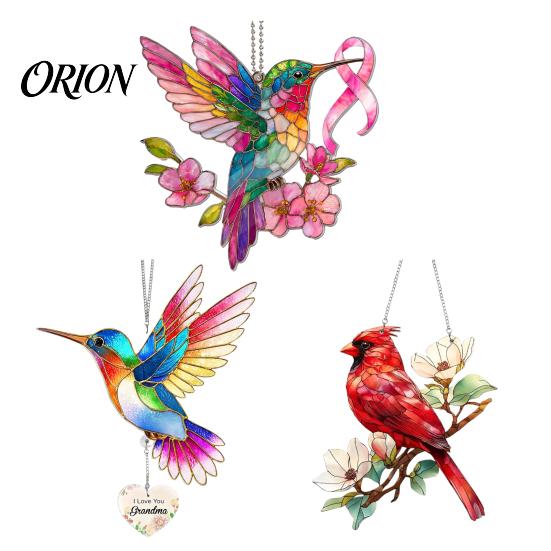 Porch Hanging Decor Hummingbird Sun Catcher, Acrylic Colorful Ornament, Red Bird Light Refraction Catcher Window Decor, Birthday Gift for Mom