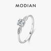 Romantic Wedding Ring Real 925 Sterling Silver Round Zirconia Classic Finger Rings For Women Engagement Fine Jewelry Gift