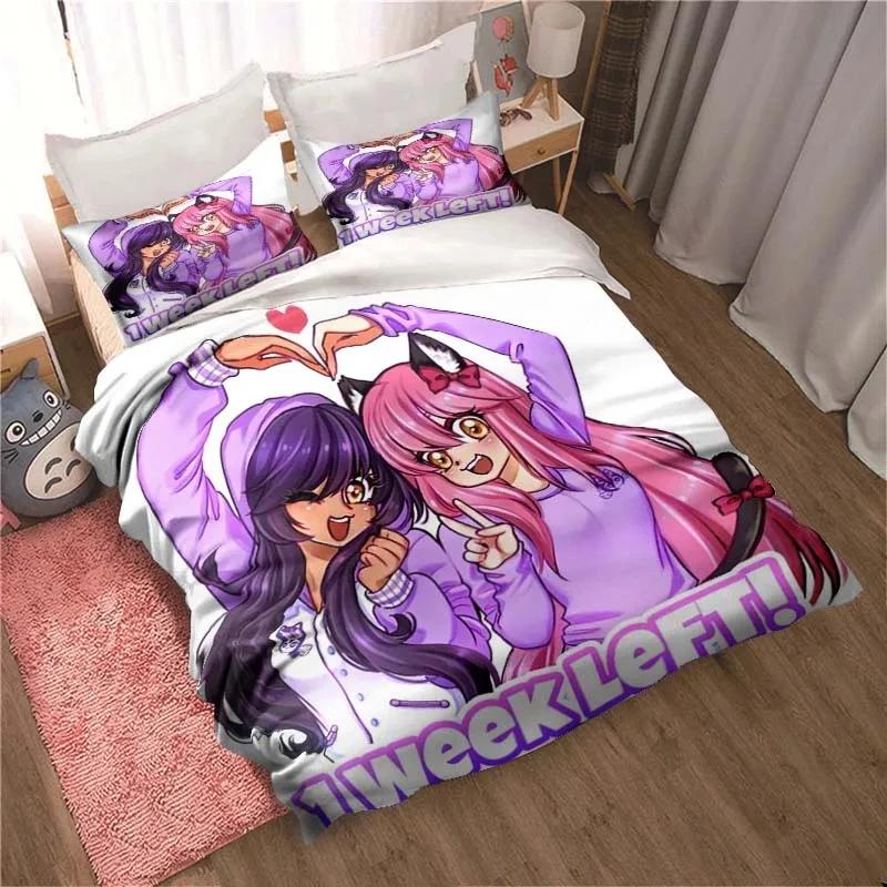 3D Print Bedding Set Duvetcover Set Single Double King Size Kawaii Cartoon Aphmau Adult Boys Bedroom Duvet Cover and Pillow Case
