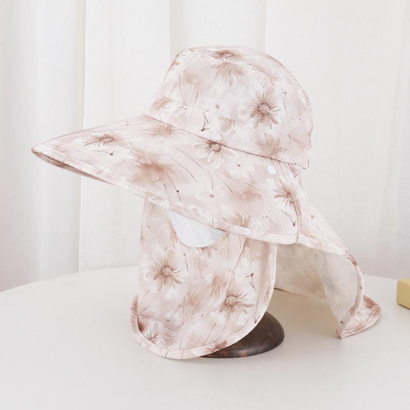 Hat Women's Summer Sunscreen Big Eaves Sun Hat Shawl Mask Integrated Neck Protection Tea Hat Outdoor Sun Hat Face Cover