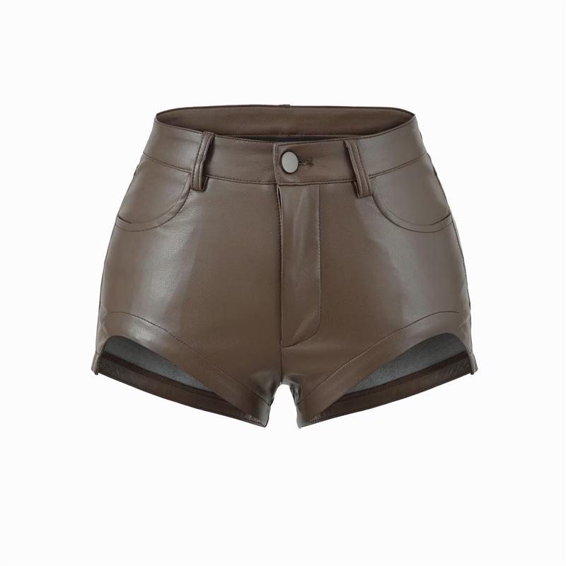 

Women s Black PU Leather Shorts: Autumn/Winter, Slim Fit, Hip Padding, Buttock Covering Hot Pants Small коричневый/кофейный