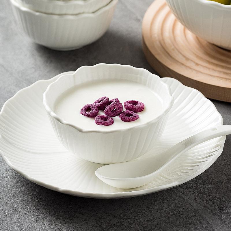 Ceramic Pure White Yogurt Bowl, Sweet Bowl, High-Value Rice Bowl, Household Light Luxury Noodle Soup Bowl, Good-Looking Small Bowl