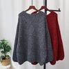Spring New Red Sequined Medium and Long Loose Lazy Wind Sweater Pullover High-end Knitted Sweater Top Women