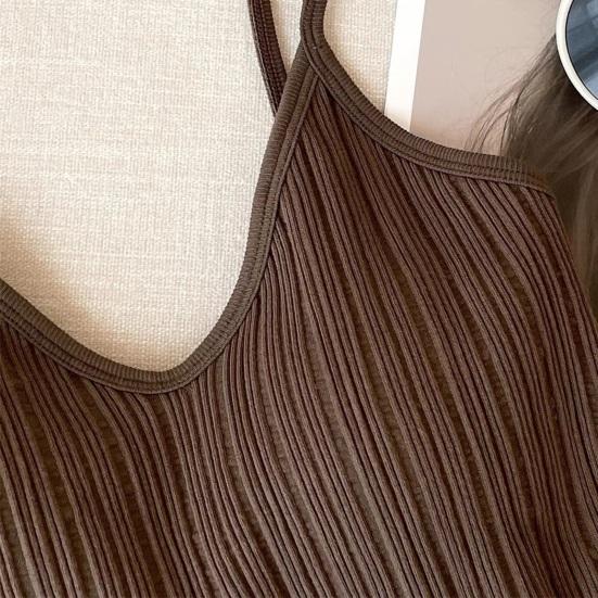 V Neck Tank Top for Women Double Lined Ribbed Sleeveless Basic Shirts with Built-in Bra Summer Padded Going Out Tops