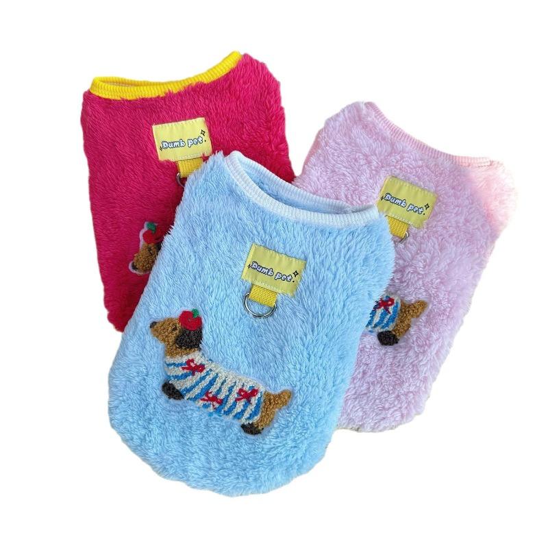 Dog and Cat Clothing - Autumn and Winter Style - Cute Double-sided Plush Thick Pullover for Home Warmth - Pet Clothing