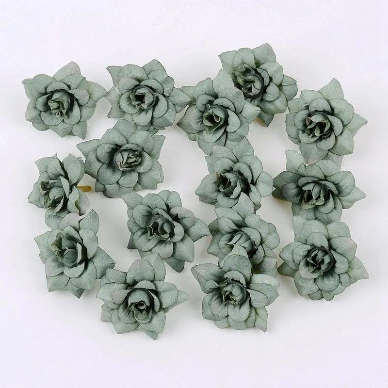 10Pcs Artificial Flower 4.5cm Silk Rose Head For Wedding Home New Year Decoration DIY Garland Scrapbook Gift Box Craft Flowers