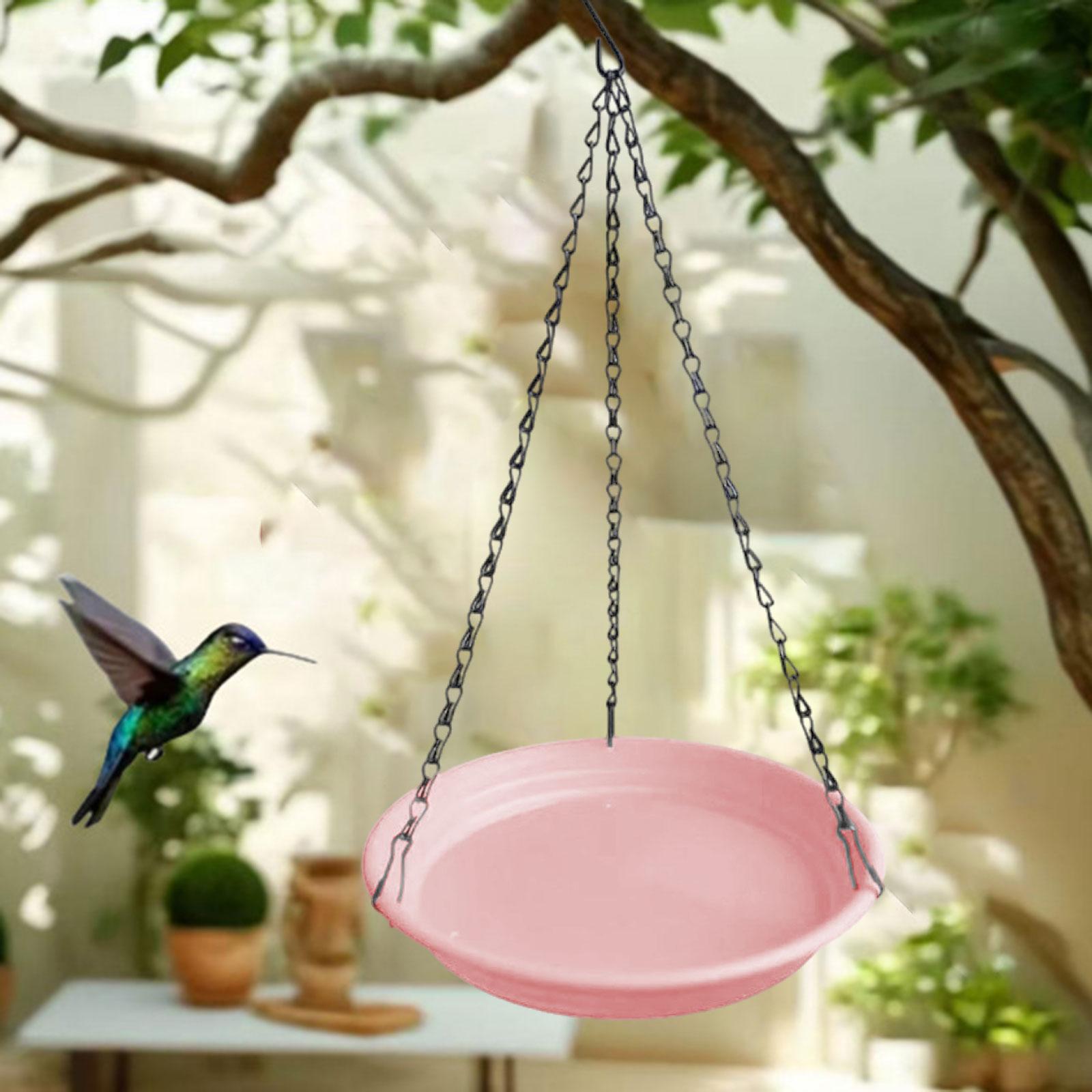

Hanging Bird Feeder and Waterer Tray Birds Water Station for Backyard Garden рожевий
