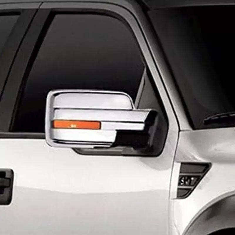 PAIR For 2009-2014 Ford F150 Door Rearview Mirror Cover Exterior Cap Housing Side Wing Protective Shell Trim Car Decor Sliver