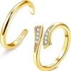14K Gold-Platiniert Verstellbarer Zirkon Fußring Zweiteiliges Set für Damen während des Sommer-Strandurlaubs Zehenring Schmuck Zubehör
