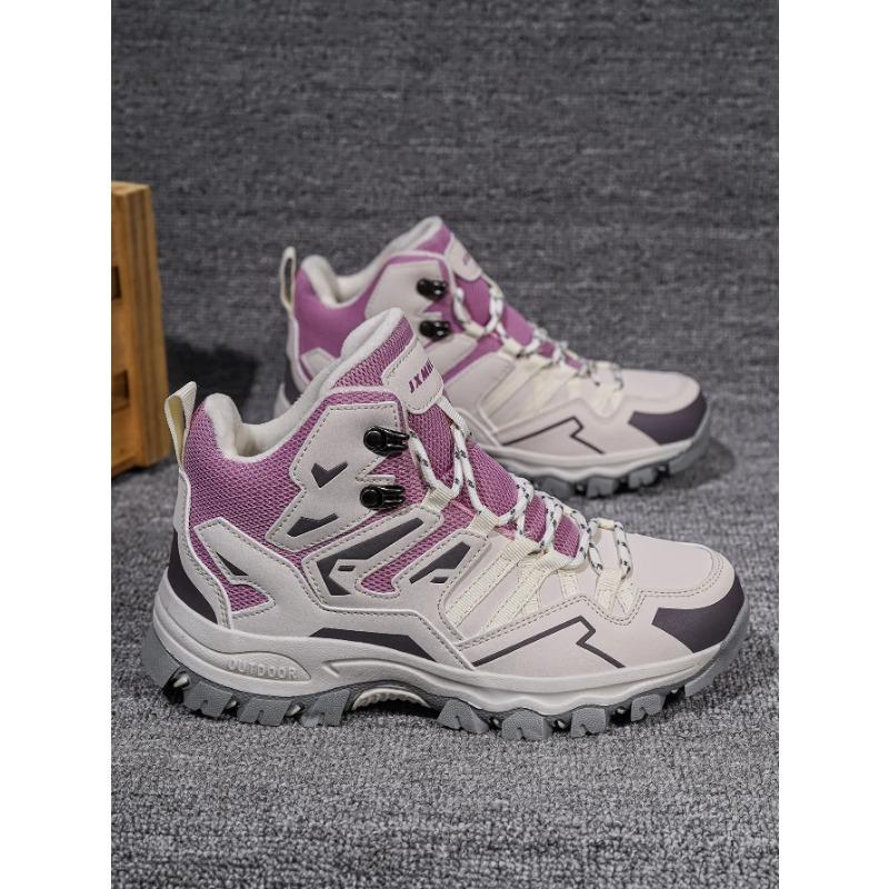

New Outdoor High Top Hiking Shoes with Breathable Mesh Anti Slip Wear-resistant Cotton Shoes 41 рожевий