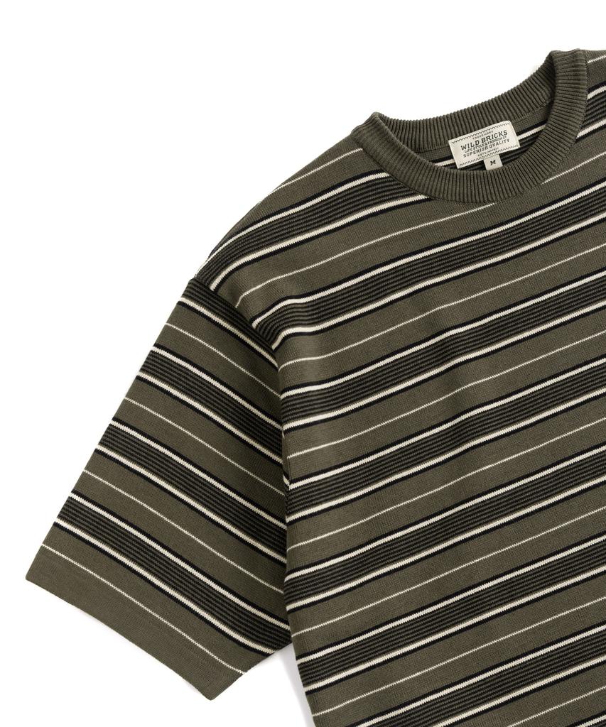 Waildeubeuligseu W23 Knitted Stripe T-Shirt (Olive&Black)