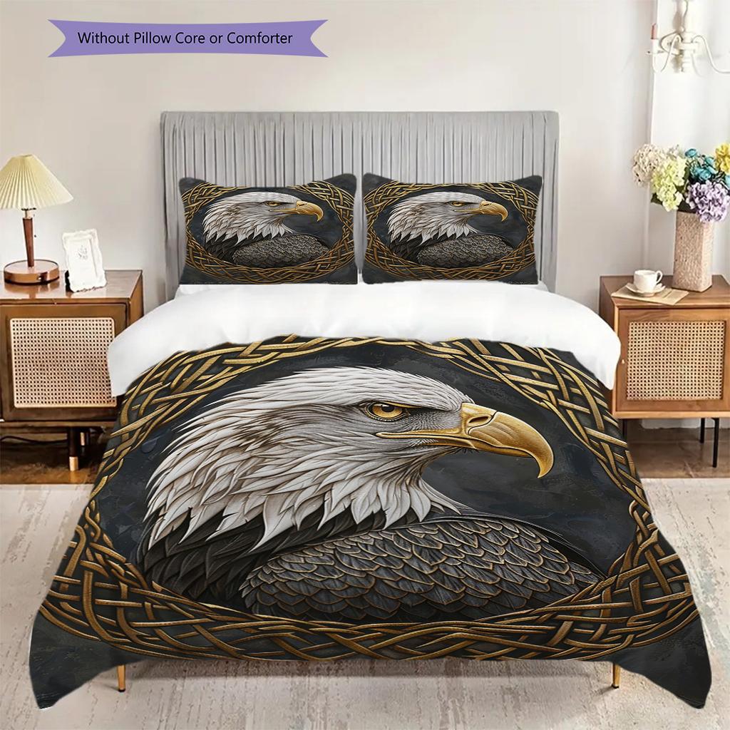 Eagle Pattern Bedding Quilt Set Quilt Cover Pillowcase Home Decoration Birthday Gift (1 * duvet cover + 2 * pillowcase, without core)