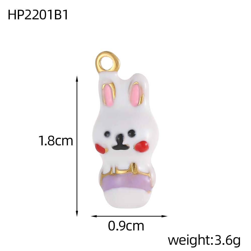 CARLIDANA Personalized Flower Stainless Steel Rabbit Pendant Strawberry Gold Plated Charm ice cream Enamel DIY Accessories