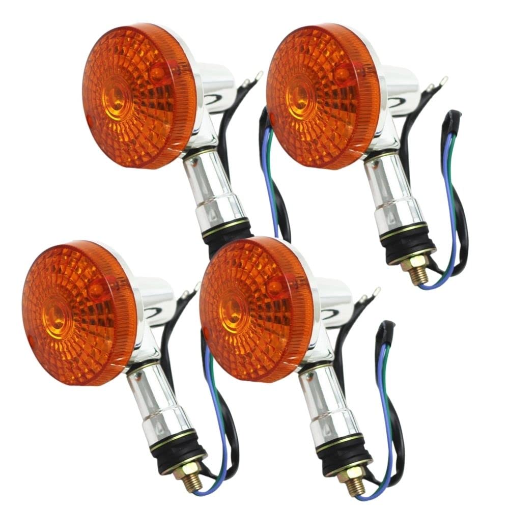 One+lifestyle Motorcycle Turn Signals, Large Turn Signals, Set of 4, Universal GS, Old Car, Cafe Racer, European (Orange)