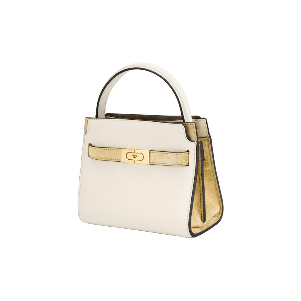 Tory Burch Lee Radziwill Button Closure Mini Leather Handbag Women handbag Beige 80673-122