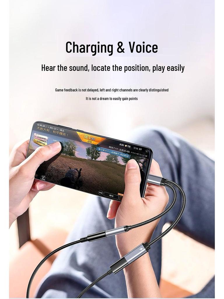 2-in-1 Type-C Charging & Calling Adapter: Multifunctional Sound Card & Audio Cable for Live Streaming