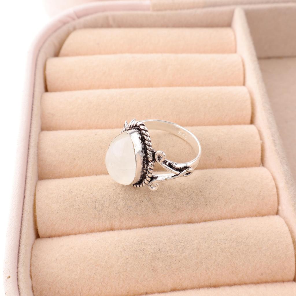 Bague Pierre de Lune Arc-en-ciel Bijou en Pierre Précieuse, Bague en Argent Sterling Massif 925, Bague Bijou Magnifique Faite Main Pour Cadeau de Mariage