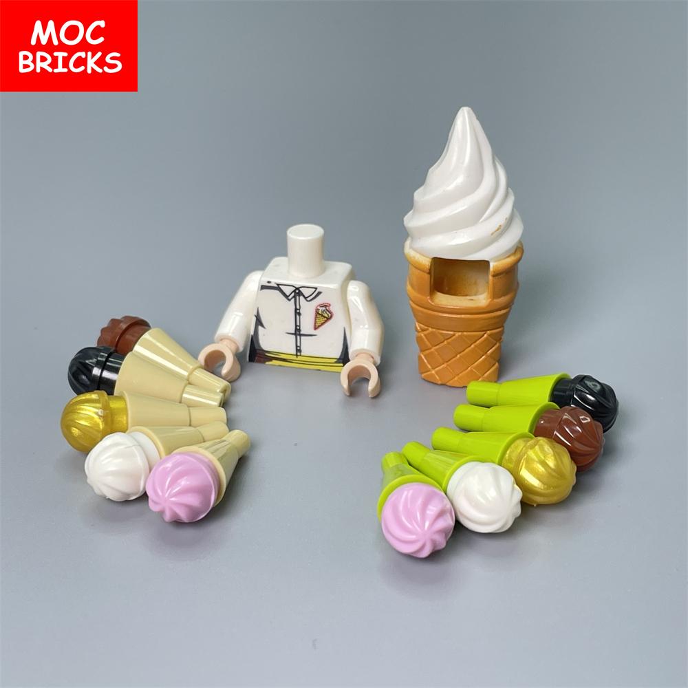 MOC Bricks Ice Cream Cake Dessert City Educational DIY Building Blocks Children's Toys Plastic Dolls