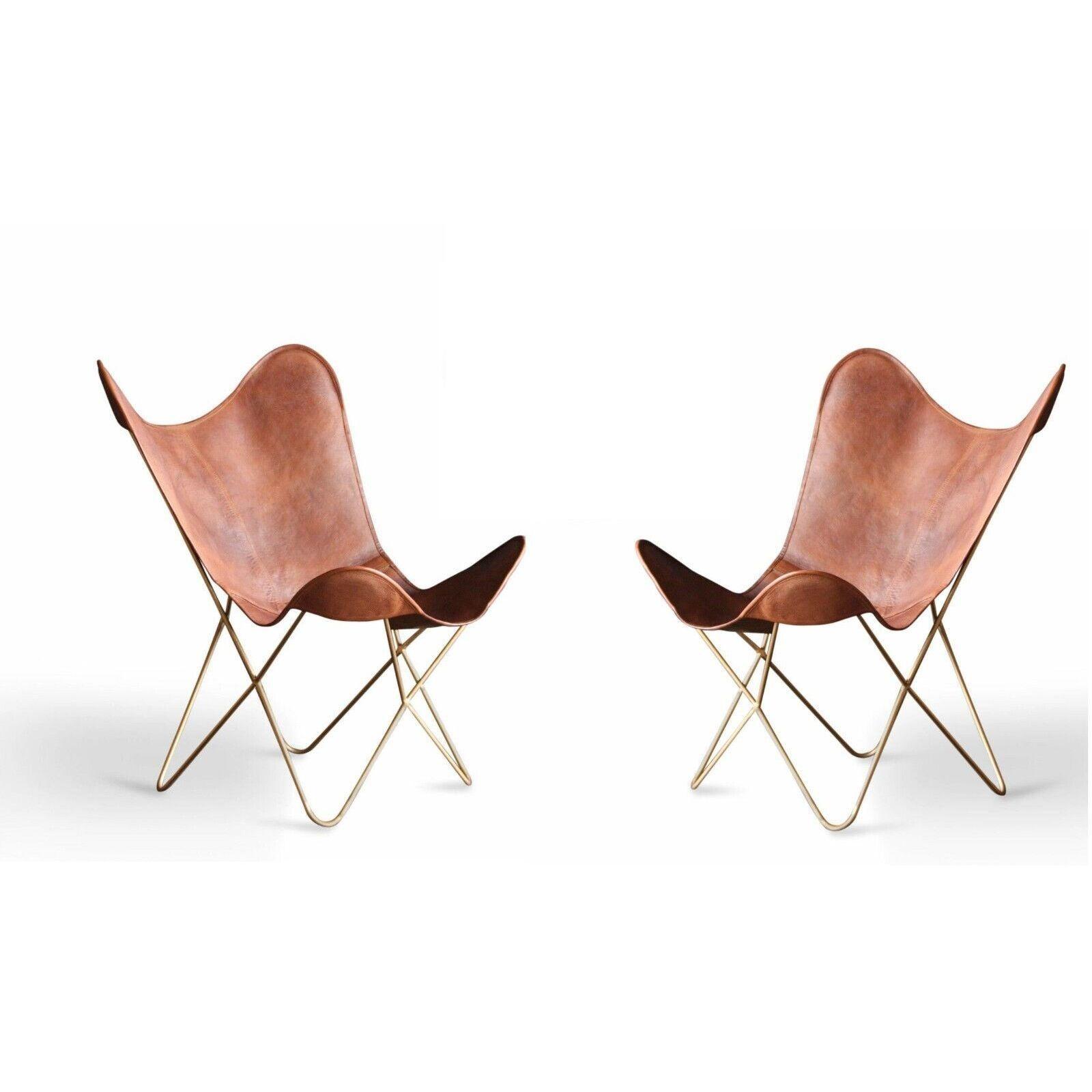 

2 Хандмаде винтажный стул бабочки кожи буйвола ослабляет руку для домашнего сада