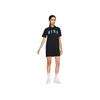 Nike Sportswear Letter Print Loose-Fit Breathable Moisture-Wicking Knit Polo Dress Women Dress Black FQ7010-010