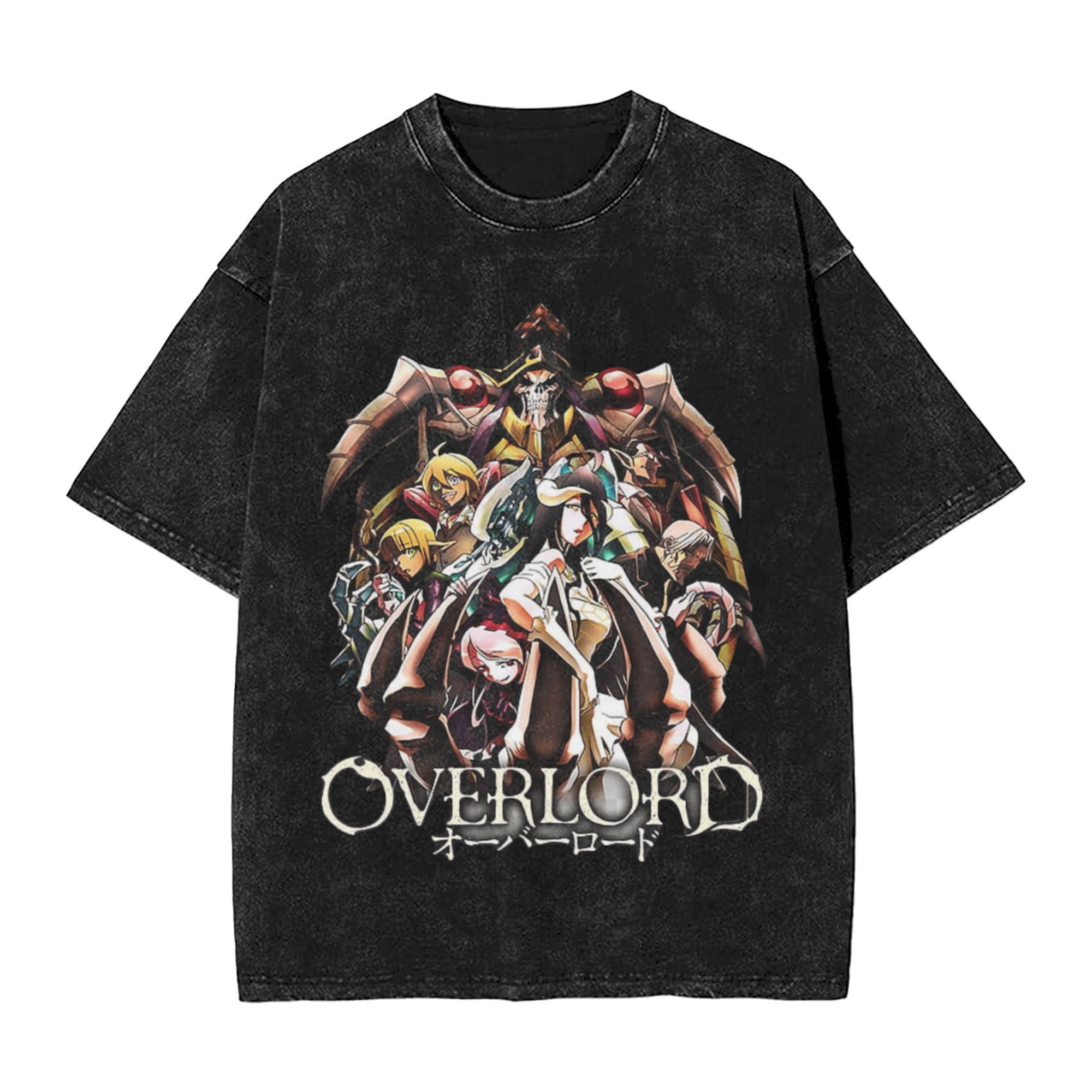 

OVERLORD Skull Tshirt Manga Graphic Print T Shirt Men Women Clothes Short Sleeve Tees Tops Washed Oversized Pure Cotton Tshirt S