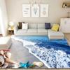 3D Floor Mat Rugs Kitchen Beach Waves Runner Carpet Kitchen Washable Non-slip Living Room Carpet Marine Bath Mat Absorbent