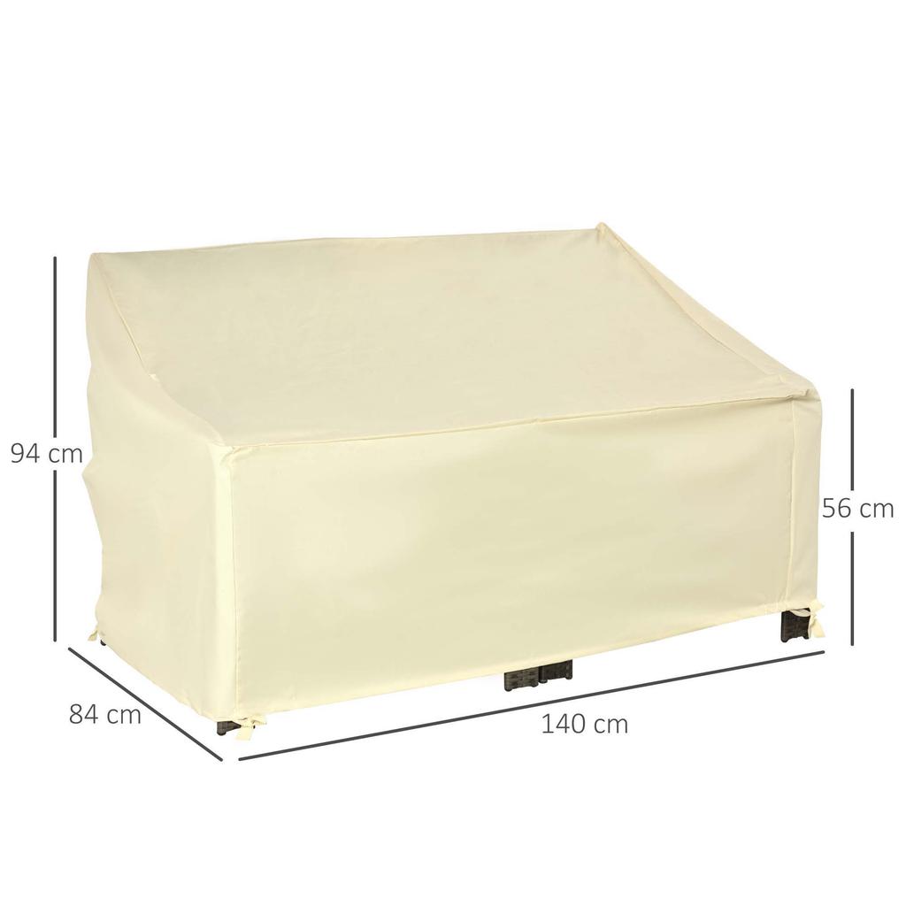 600D Oxford Cloth Furniture Cover, 2 Seater Sofa Protector for Garden Patio, Outdoor, Waterproof, Beige, 140L X 84W X 56/94H Cm