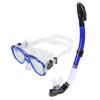 Adults Snorkel Set AntiFog Diving Cover Tempered Glass Goggles with Dry Top Snorkel Tube(Blue )