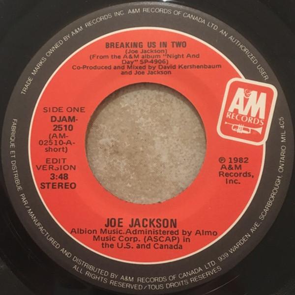 

7inch Record JOE JACKSON Breaking Us In Two DJAM2510 AM Records 1982 Canada Rock Used