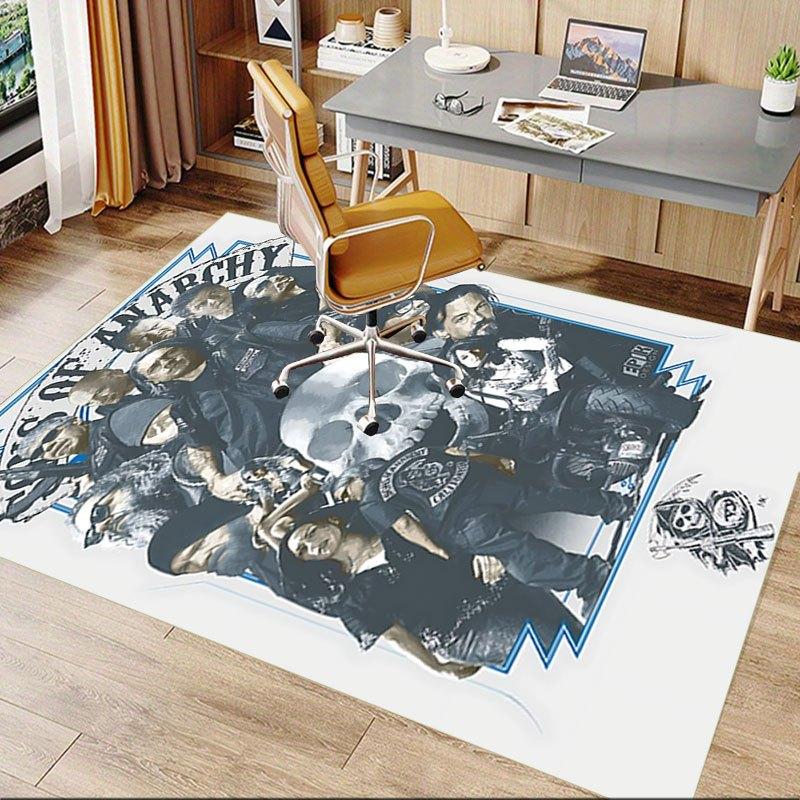 1pc Sons of Anarchy Themed Office Carpet Chair Mats - Durable Polyester Rug for Home Theater, Office, Dorm Room Decor - tA41