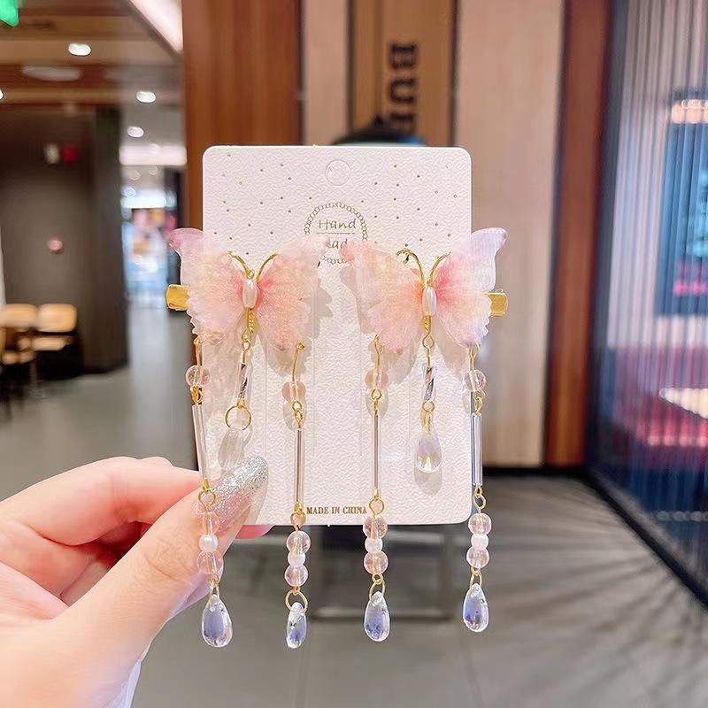 Ancient Style Children's Hanfu Hairpin with Tassel and Forehead Chain