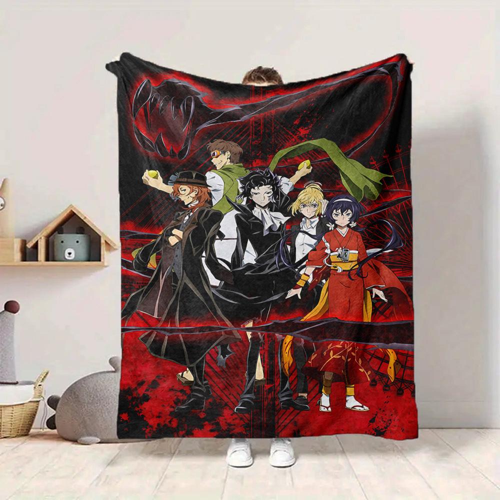 1pc Demon Slayer Flannel Blanket [Cozy Throw Blanket] For Sofa, Bed, Travel, Camping, Livingroom, Office, Couch, Chair, And Bed
