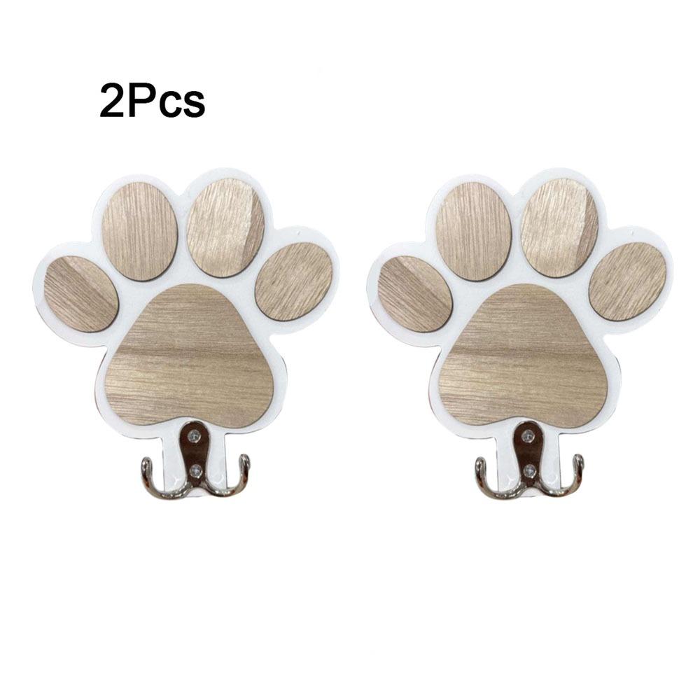2Pcs Wall Mounted Wooden Paw Print Wall Hook Non-slip Cat Claw Coat Hooks  Bedroom