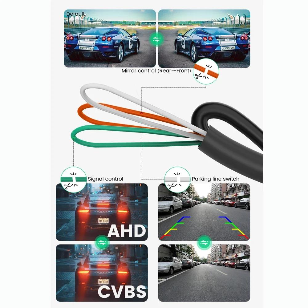 Telecamera posteriore per auto a occhio di pesce dorata a 170 gradi 720P/1080P Visione notturna Retromarcia AHD CVBS Telecamera di backup per retromarcia Regolabile a 360 gradi