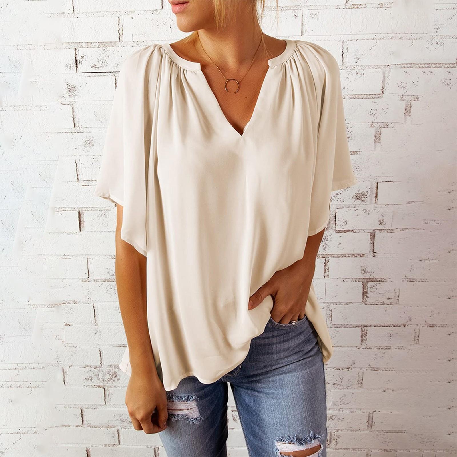 

Модная французская рубашка с коротким рукавом и v-образным вырезом в стиле темперамента