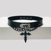 Gothic Punk Black Leather Choker Necklace for Women Red Heart Cross Charm Pendent Necklace Y2K Jewelry Unisex