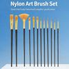 12pcs Flat Nylon Paint Brushes Set Soft Bristle Brush Set for Watercolor Oil Acrylic Painting  for Kids Home Classroom Studio
