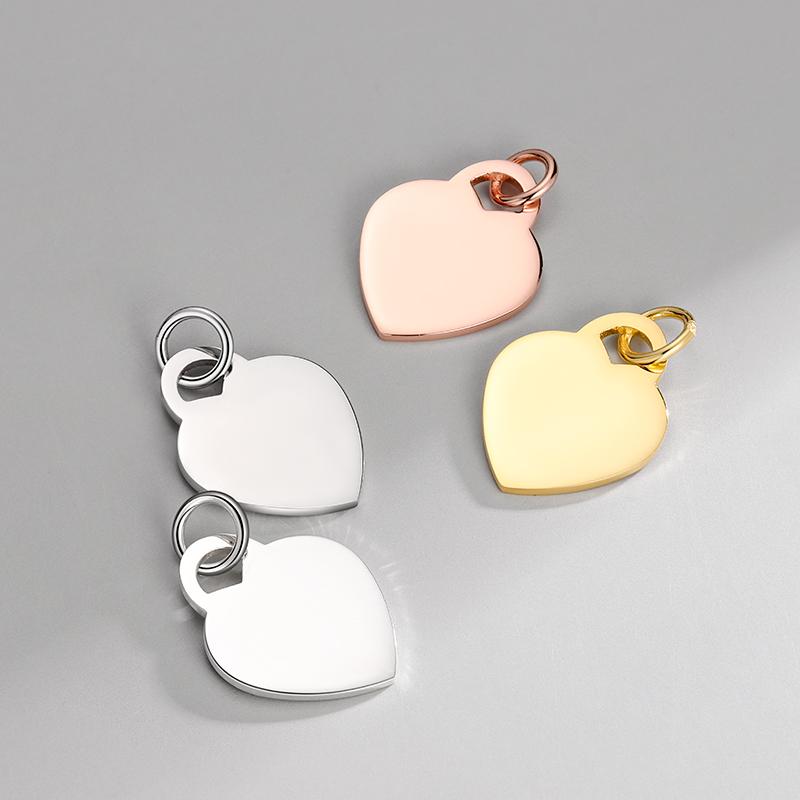 High Quality 925 Sterling Silver Hear Peach Shaped Pendant Coin for Necklace Bracelet Charm DIY logo